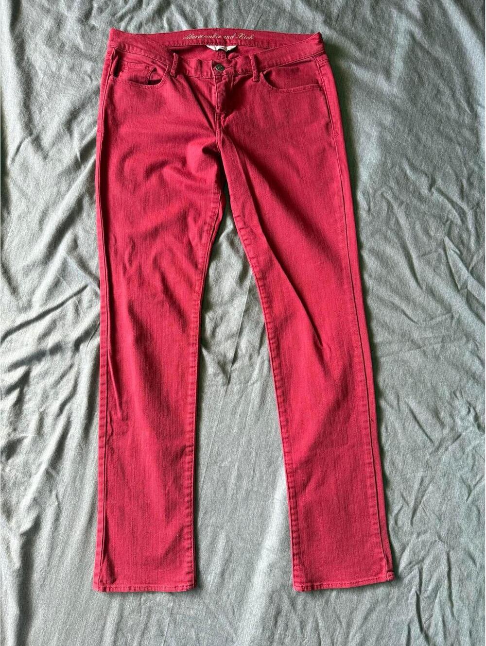 Abercrombie & Fitch Womens Size 6 Stretch Low Rise Red Skinny Jeans